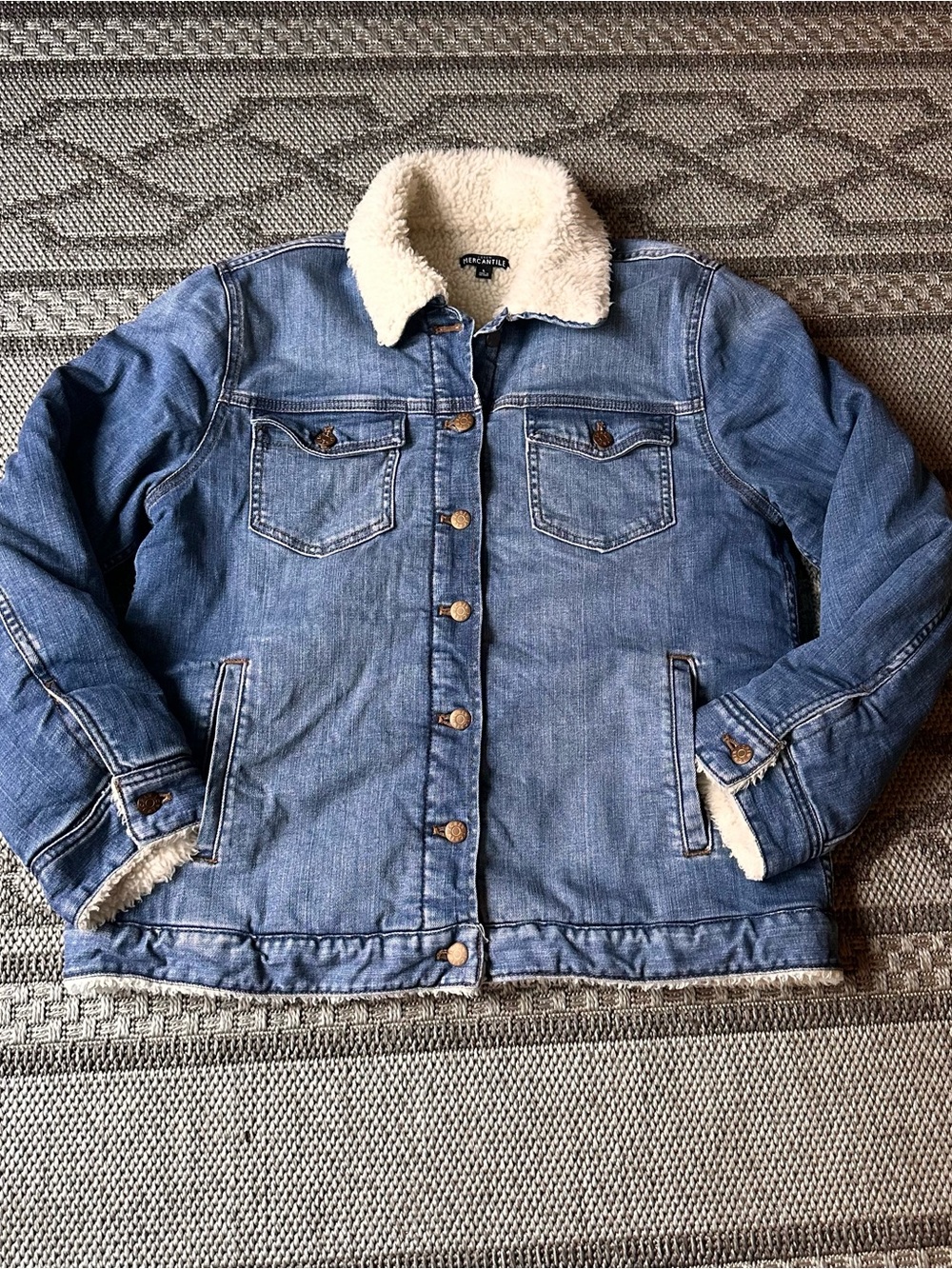 J. Crew Blue Denim Sherpa-Lined Jacket